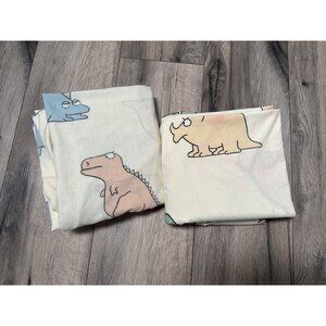 Boynton Martex Dinosaur Print Twin Flat & Fitted Sheet Set  66" X 96" USA 1986
